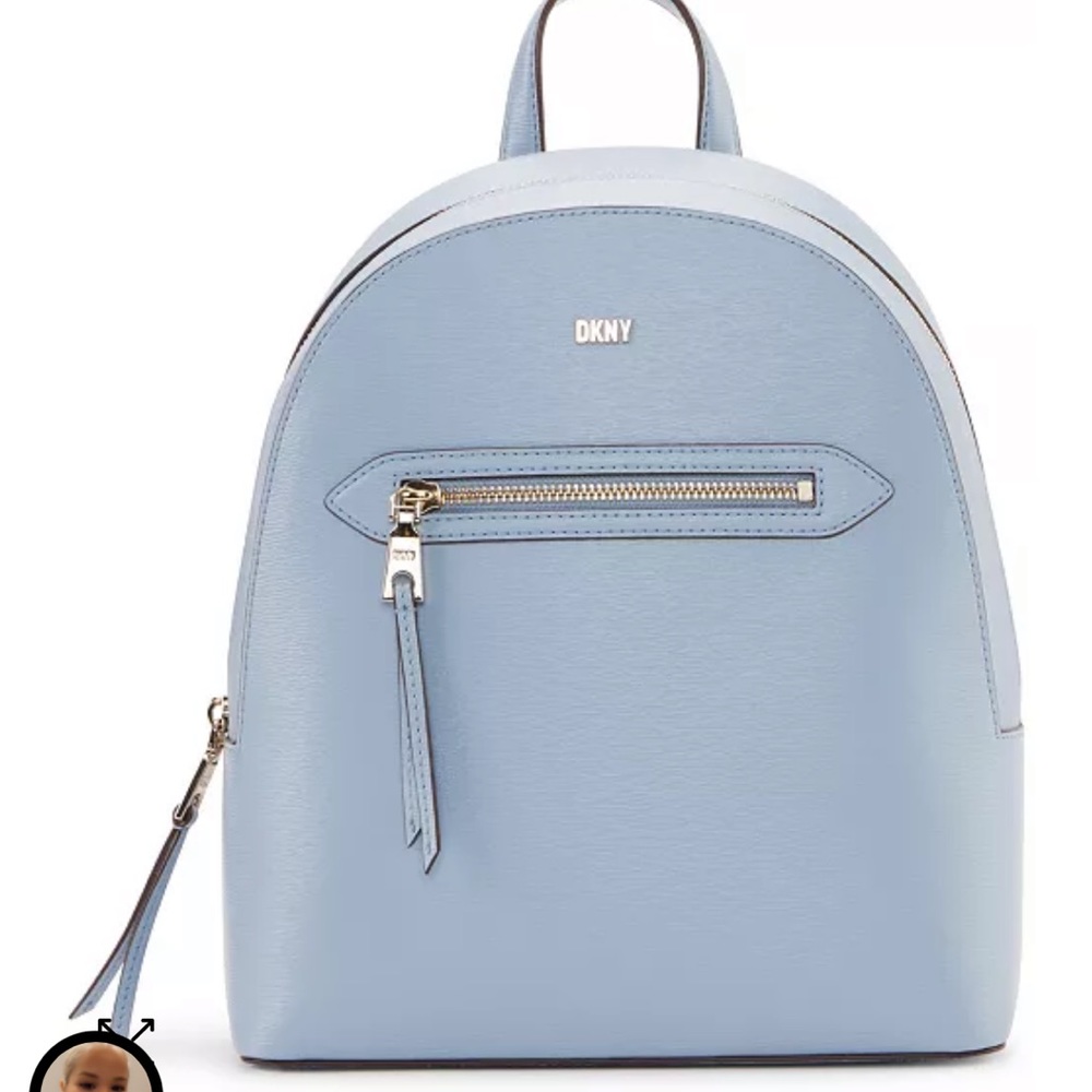 DKNY Powder Blue Mini Backpack with Gold Hardware